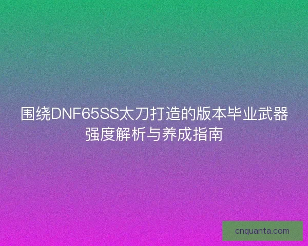 围绕DNF65SS太刀打造的版本毕业武器强度解析与养成指南